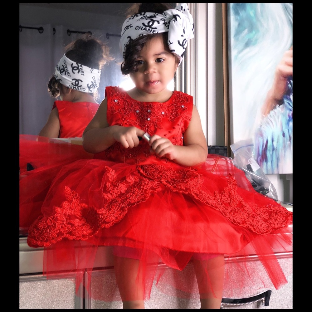 Red princess ruffle girl dresss - Picture 8 of 8